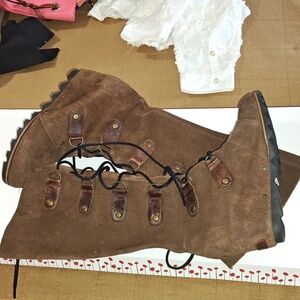 Sorel Brown Suede Wedge Boots